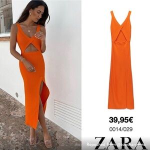 NWT Zara Orange Cut Out Dress